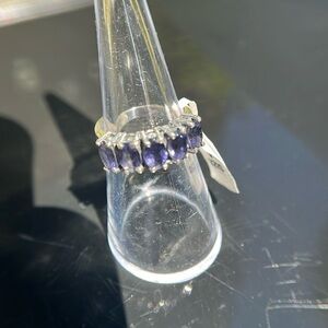 Iolite gemstone sterling silver ring, Purple Gemstone